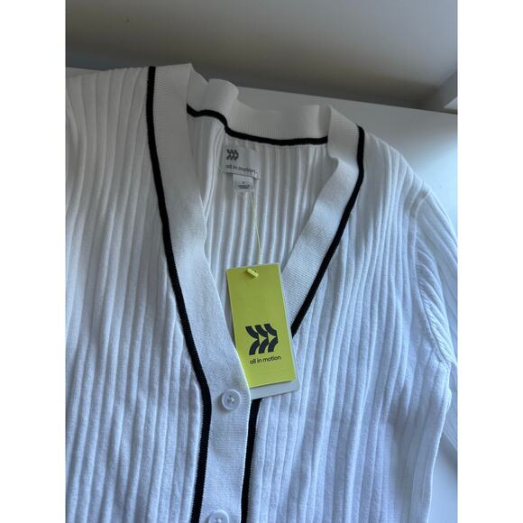 $30 New All In Motion White Ribbed Cardigan - Small - Picture 5 of 8